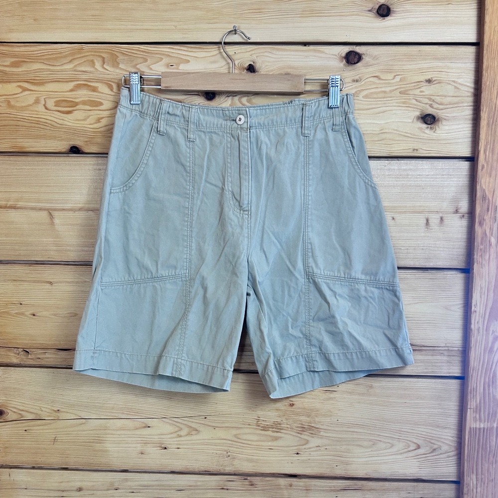 Woolrich Womens Khaki Cotton Hiking Shorts Size 6 Elastic Waist 3507‎ Tan